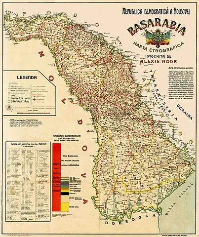 Basarabia, hartă din 1918.
