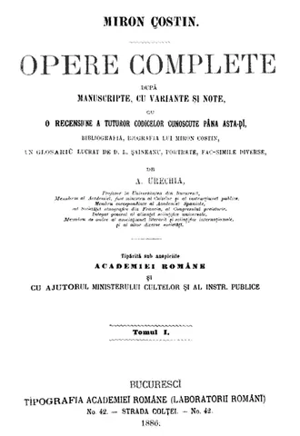 Miron Costin, ediția din 1886.